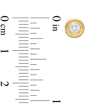 Cubic Zirconia Illusion Plate Round Stud Earrings in 10K Solid Gold