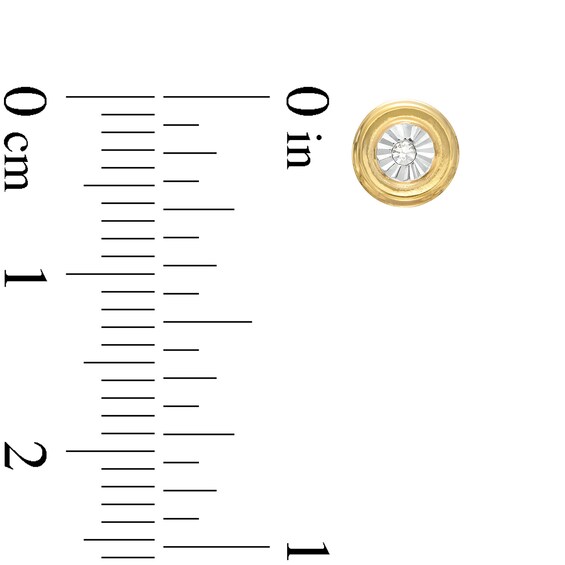 Cubic Zirconia Illusion Plate Round Stud Earrings in 10K Solid Gold