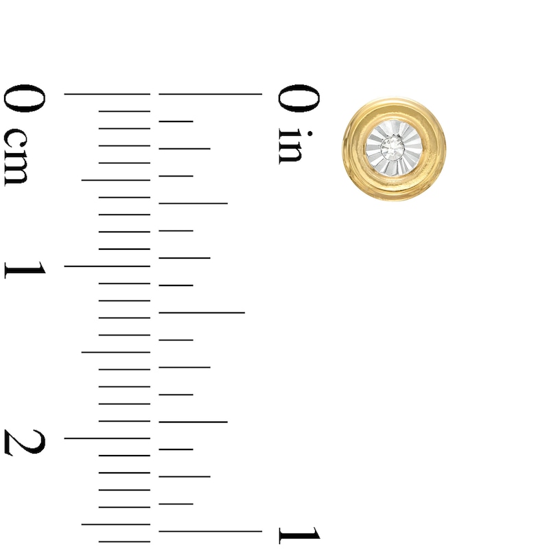 Main Image 2 of Cubic Zirconia Illusion Plate Round Stud Earrings in 10K Solid Gold