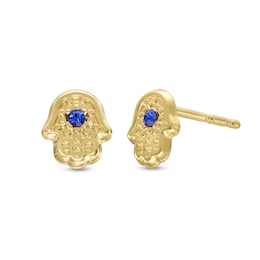 ​​​​​​​Cubic Zirconia Hamsa Stud Earrings in 10K Solid Gold