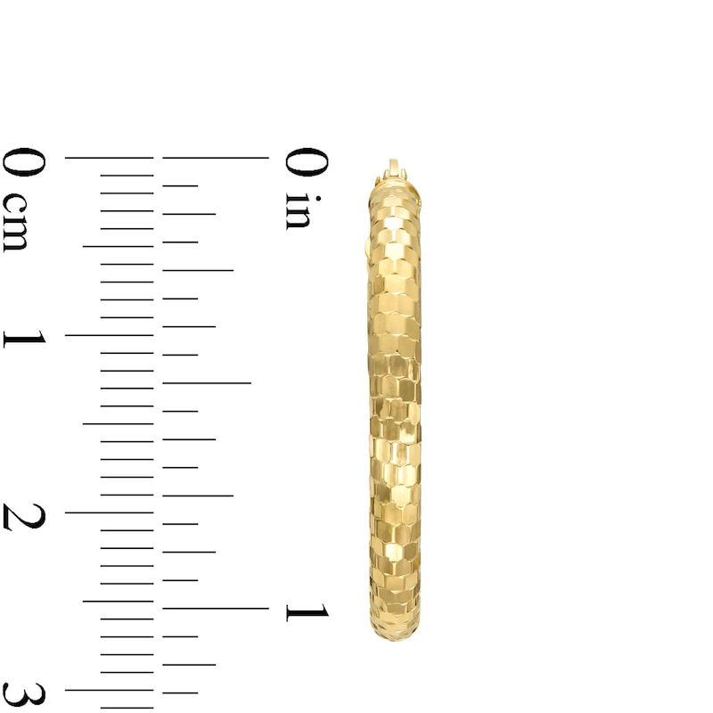 Main Image 2 of 30mm Square Diamond-Cut Hoop Earrings in 10K Tube Gold