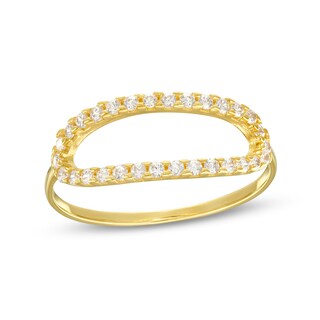 ​​​​​​​Cubic Zirconia Oval Outline Ring in 10K Solid Gold - Size 7