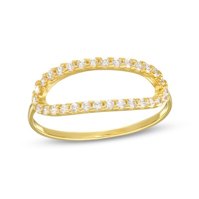 ​​​​​​​Cubic Zirconia Oval Outline Ring in 10K Solid Gold - Size 7