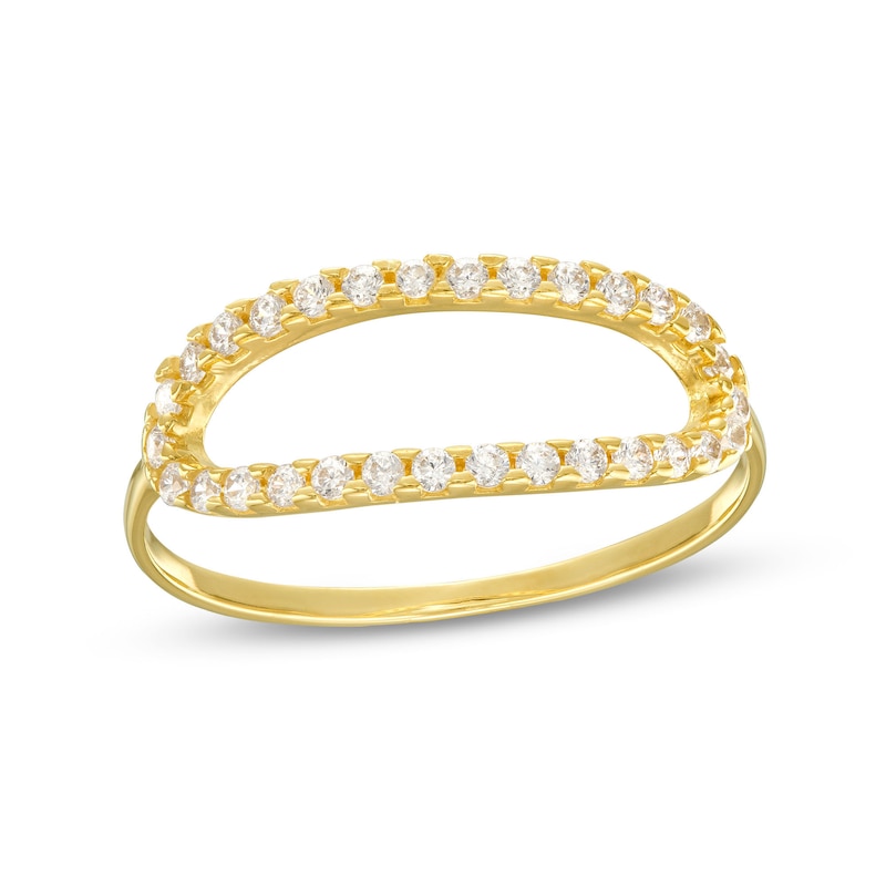 Cubic Zirconia Oval Outline Ring in 10K Solid Gold - Size 7