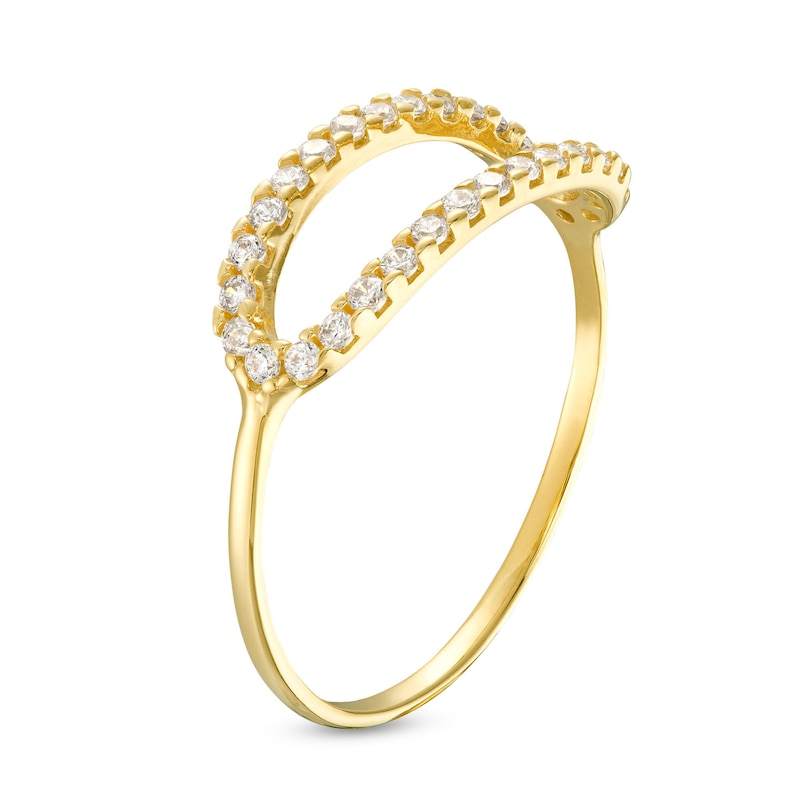 Main Image 2 of ​​​​​​​Cubic Zirconia Oval Outline Ring in 10K Solid Gold - Size 7