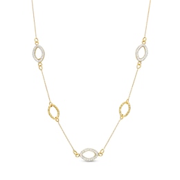 Cubic Zirconia Oval Necklace in 10K Gold - 18&quot;
