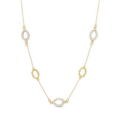 Cubic Zirconia Oval Necklace in 10K Gold - 18"