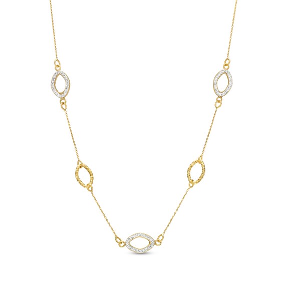 Cubic Zirconia Oval Necklace in 10K Gold - 18"