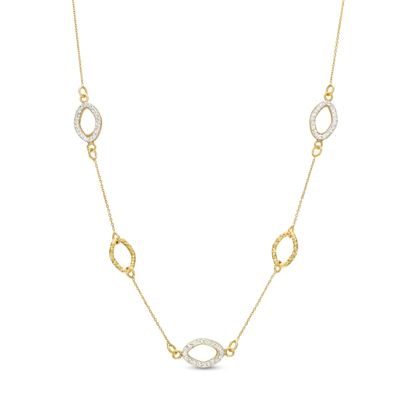 Cubic Zirconia Oval Necklace in 10K Gold - 18"