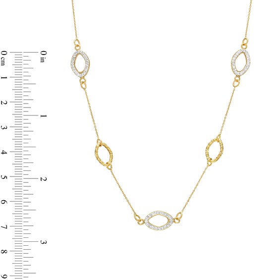 Cubic Zirconia Oval Necklace in 10K Gold - 18"