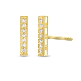 Cubic Zirconia Bar Stud Earrings in 10K Gold