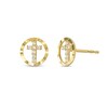 Thumbnail Image 0 of Cubic Zirconia Cross in Circle Stud Earrings in 10K Solid Gold