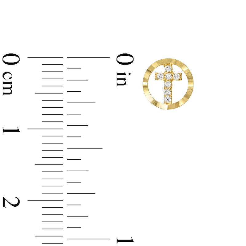Main Image 2 of Cubic Zirconia Cross in Circle Stud Earrings in 10K Solid Gold