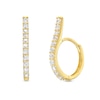 Thumbnail Image 0 of Cubic Zirconia Looped Huggie Hoop Earrings in 10K Solid Gold