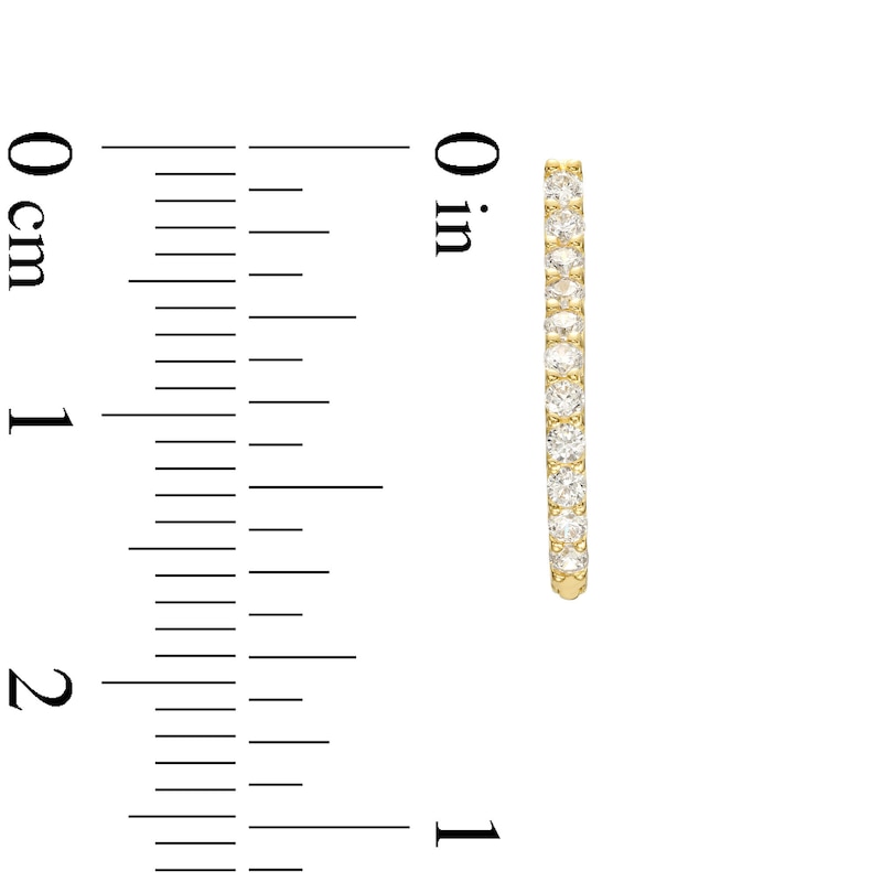 Cubic Zirconia Looped Huggie Hoop Earrings in 10K Solid Gold