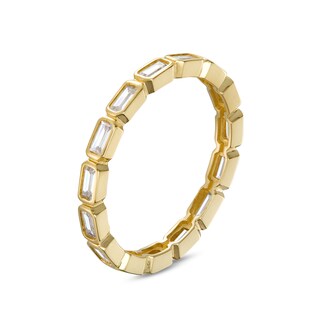 10K Solid Gold CZ Emerald-Cut Ring - Size 7