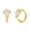 Thumbnail Image 1 of 10K Solid Gold CZ Pear Center Huggies