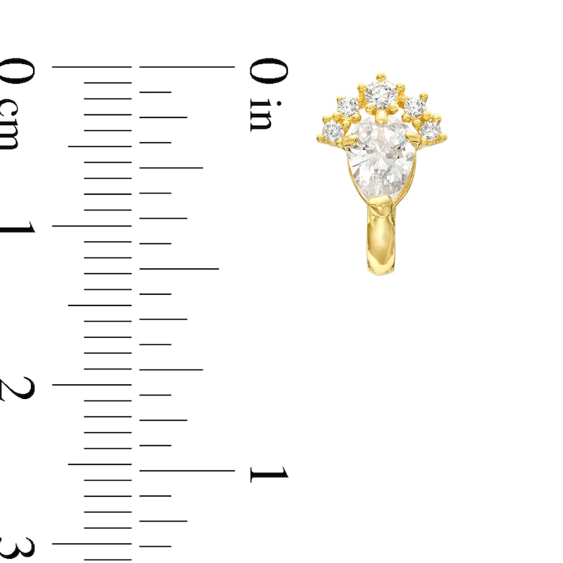 Main Image 2 of 10K Solid Gold CZ Pear Center Huggies