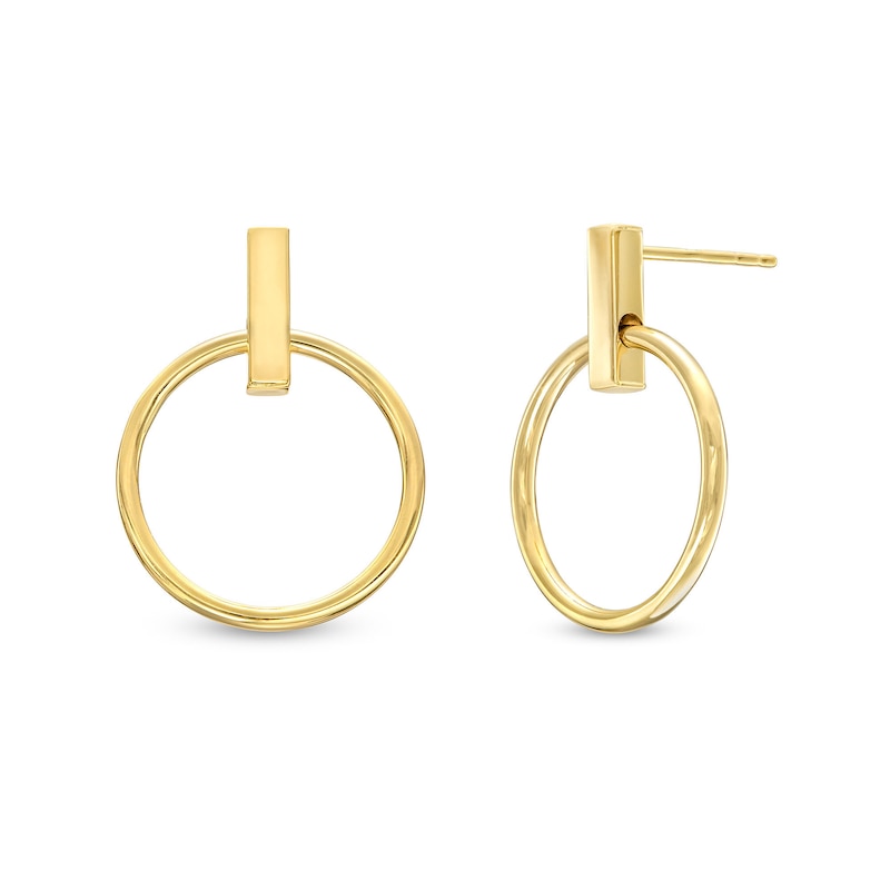 Main Image 1 of Large Open Circle Stud Earrings in 10K Tube Gold