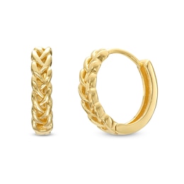 Braided Huggie Hoop Earrings in 10K Gold
