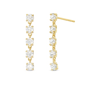 ​​​​​​​Cubic Zirconia Dangle Stud Earrings in 10K Solid Gold