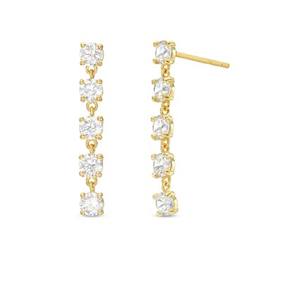 ​​​​​​​Cubic Zirconia Dangle Stud Earrings in 10K Solid Gold