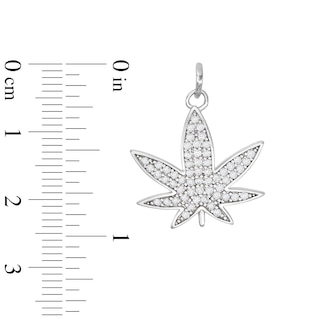Sterling Silver CZ Pavé Herbal Leaf Necklace Charm