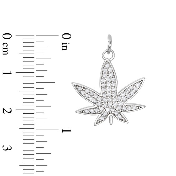 Sterling Silver CZ Pavé Herbal Leaf Necklace Charm