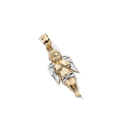 Praying Angel Two-Tone Necklace Charm in 10K Gold
