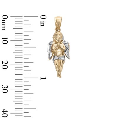 Praying Angel Two-Tone Necklace Charm in 10K Gold