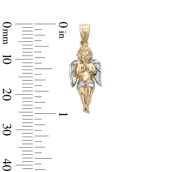 Praying Angel Two-Tone Necklace Charm in 10K Gold