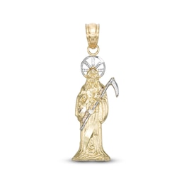 Medium Santa Muerte Two-Tone Necklace Charm in 10K Gold