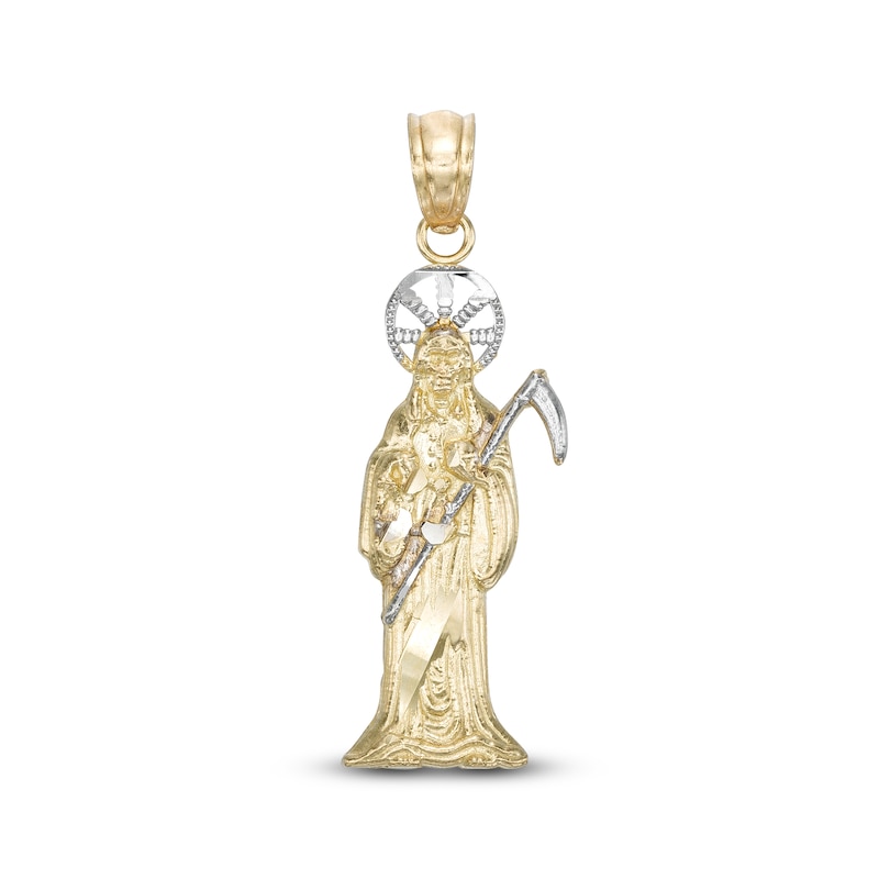 Main Image 1 of Medium Santa Muerte Two-Tone Necklace Charm in 10K Gold