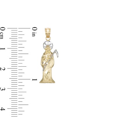 Medium Santa Muerte Two-Tone Necklace Charm in 10K Gold