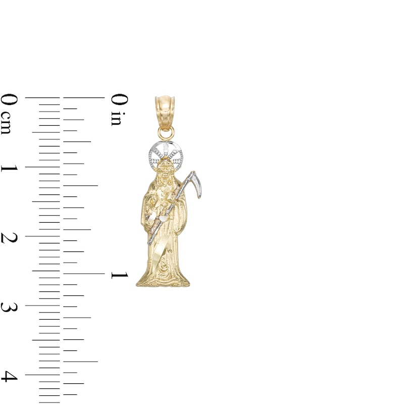 Main Image 2 of Medium Santa Muerte Two-Tone Necklace Charm in 10K Gold