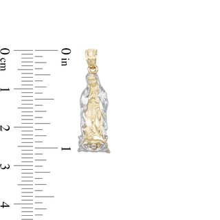 Small Our Lady of Guadalupe Two-Tone Necklace Charm in 10K Gold