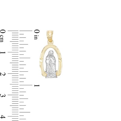 Small Open Frame Our Lady of Guadalupe Two-Tone Necklace Charm in 10K Gold