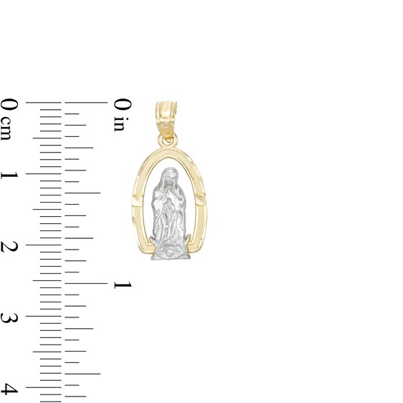 Small Open Frame Our Lady of Guadalupe Two-Tone Necklace Charm in 10K Gold