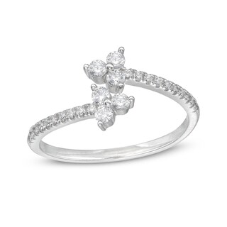Sterling Silver CZ Three Stone Adjustable Band Ring - Size 7