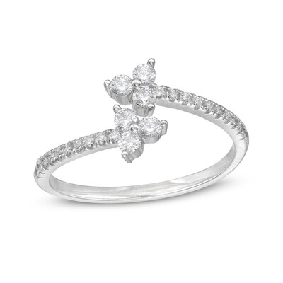 Sterling Silver CZ Three Stone Adjustable Band Ring - Size 7