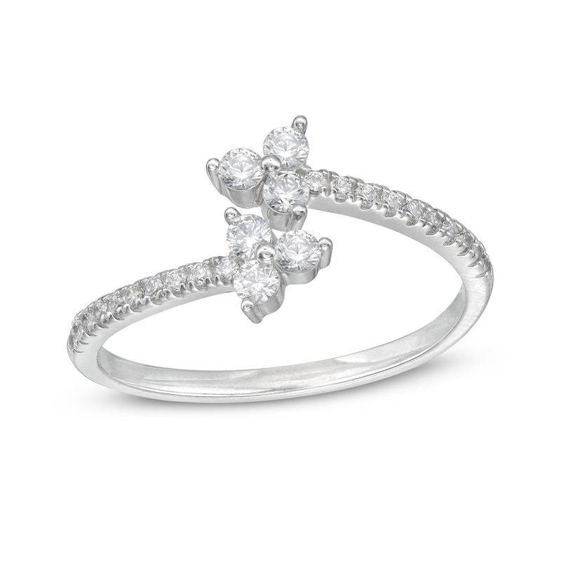 Sterling Silver CZ Three Stone Adjustable Band Ring - Size 7