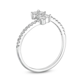Sterling Silver CZ Three Stone Adjustable Band Ring - Size 7