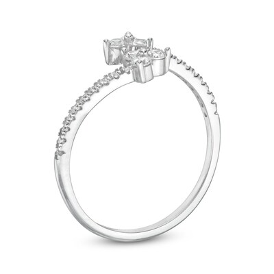 Sterling Silver CZ Three Stone Adjustable Band Ring - Size 7