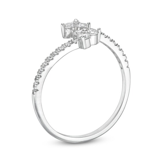 Sterling Silver CZ Three Stone Adjustable Band Ring - Size 7