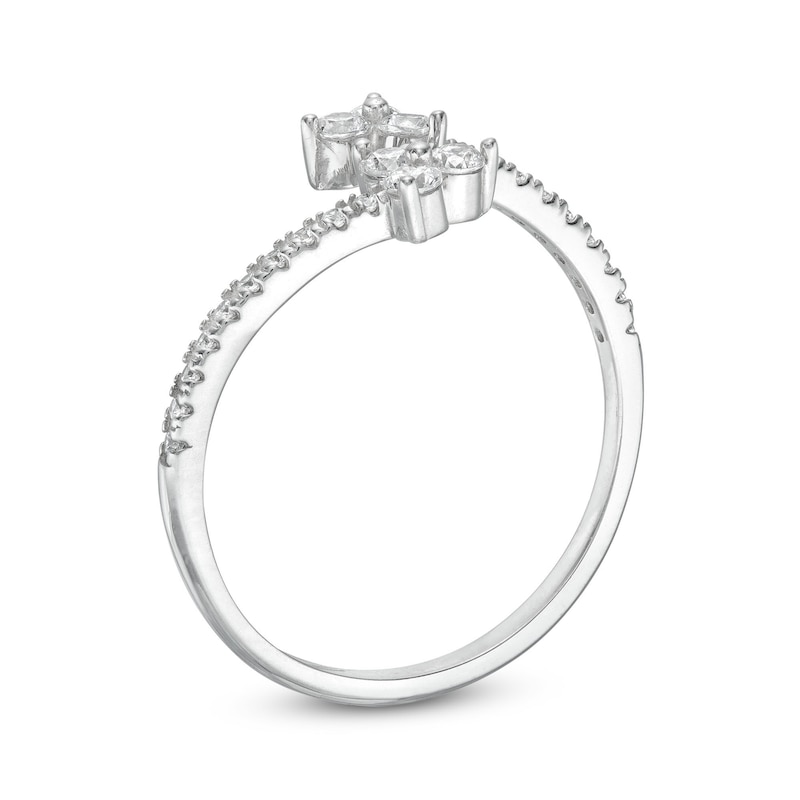 Main Image 2 of Sterling Silver CZ Three Stone Adjustable Band Ring - Size 7