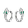 Thumbnail Image 0 of Cubic Zirconia Green Eyed Snake Huggie Hoop Earrings in Solid Sterling Silver