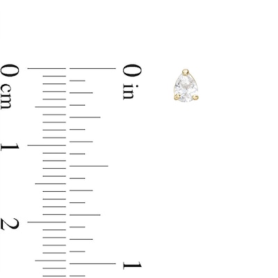 Cubic Zirconia Pear Stud Earrings in 10K Solid Gold