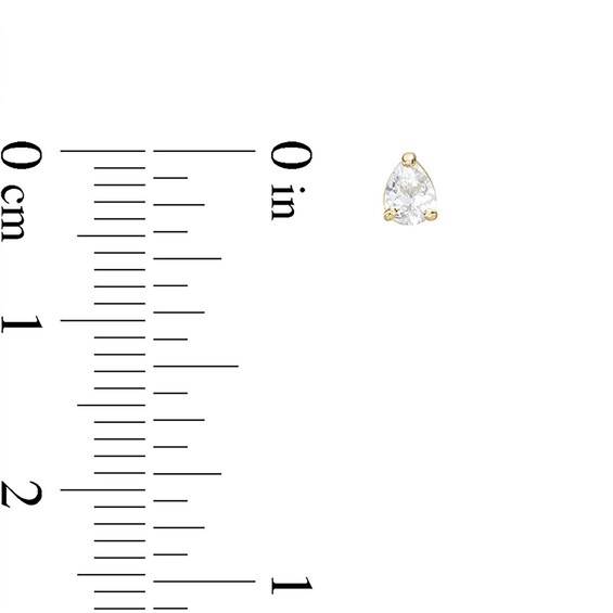 Cubic Zirconia Pear Stud Earrings in 10K Solid Gold