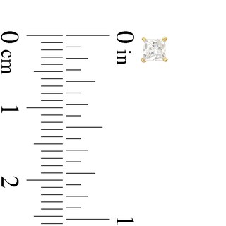 Cubic Zirconia 3mm Square, Round and Ball Stud Earring Set in 10K Gold