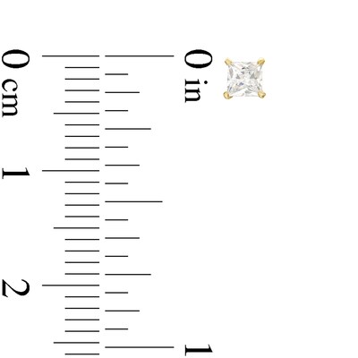 Cubic Zirconia 3mm Square, Round and Ball Stud Earring Set in 10K Gold